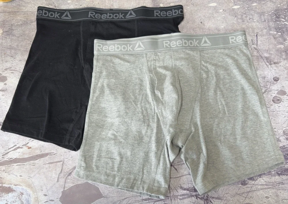 Reebok Performance Boxer Briefs 2 Pack Medium Black Gray